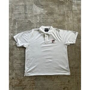 Greg Norman Polo Shirt Mens Large White Ribbed Mercerized 2 Ply Cotton‎ Stretch